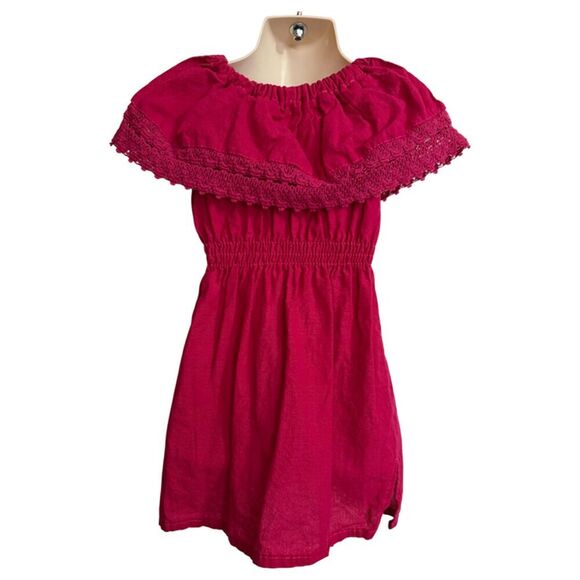 Mexican Floral Embroidered Red Dress Size 2 - Picture 5 of 6